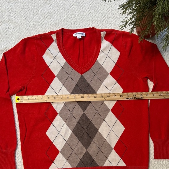 St. John's Bay Argyle Crew Neck Sweater Size XL - Picture 3 of 6